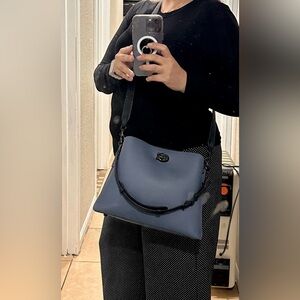 Coach Pewter/Washed Chambray
Willow Polished Pebble Leather Shoulder
Bag